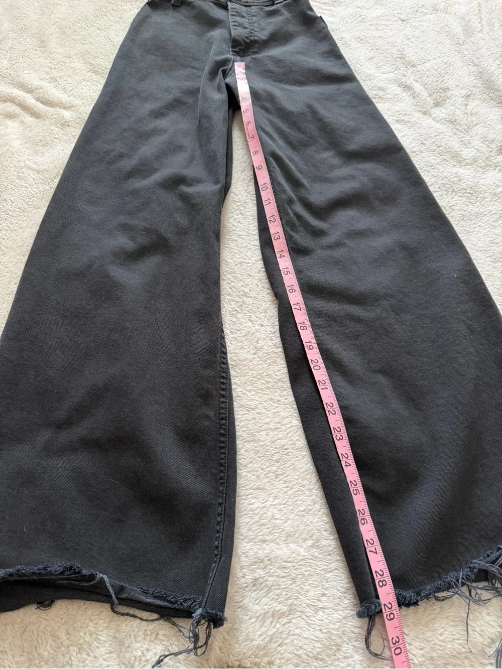 ZARA Black Wide Leg Raw Hem Jeans Size 0